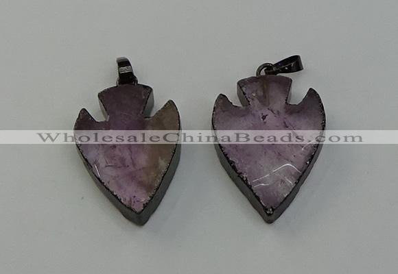 NGP6454 22*28mm - 25*35mm arrowhead amethyst gemstone pendants