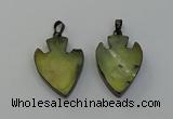 NGP6456 22*28mm - 25*35mm arrowhead green rutilated quartz pendants