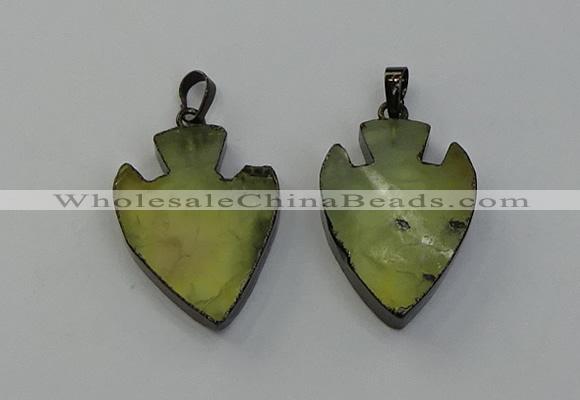 NGP6456 22*28mm - 25*35mm arrowhead green rutilated quartz pendants