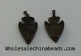 NGP6458 22*28mm - 25*35mm arrowhead smoky quartz pendants