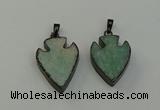 NGP6460 22*28mm - 25*35mm arrowhead amazonite gemstone pendants