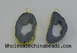 NGP6504 30*40mm - 35*45mm freeform plated druzy agate pendants