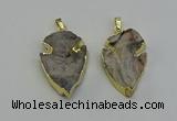 NGP6552 25*35mm - 26*40mm arrowhead druzy agate pendants