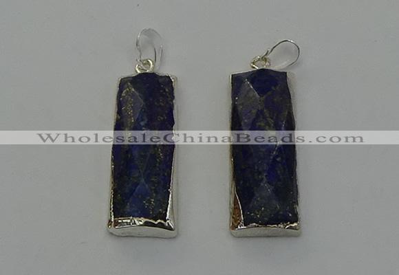 NGP6566 14*30mm - 15*38mm faceted rectangle lapis lazuli pendants