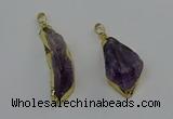 NGP6602 15*50mm - 25*45mm freeform druzy amethyst pendants