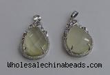 NGP6611 22*30mm faceted teardrop lemon quartz gemstone pendants