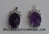 NGP6631 18*25mm faceted oval amethyst gemstone pendants