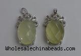 NGP6633 18*25mm faceted oval lemon quartz gemstone pendants