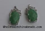 NGP6638 18*25mm faceted oval green aventurine gemstone pendants