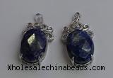 NGP6643 18*25mm faceted oval lapis lazuli gemstone pendants