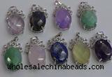 NGP6645 18*25mm faceted oval mixed gemstone pendants wholesale