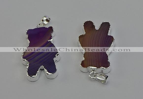 NGP6653 22*38mm Animal or V-shaped agate gemstone pendants