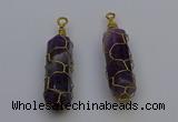 NGP6735 13*40mm sticks amethyst gemstone pendants wholesale