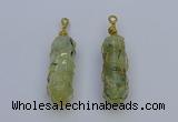 NGP6741 13*40mm sticks green rutilated quartz gemstone pendants