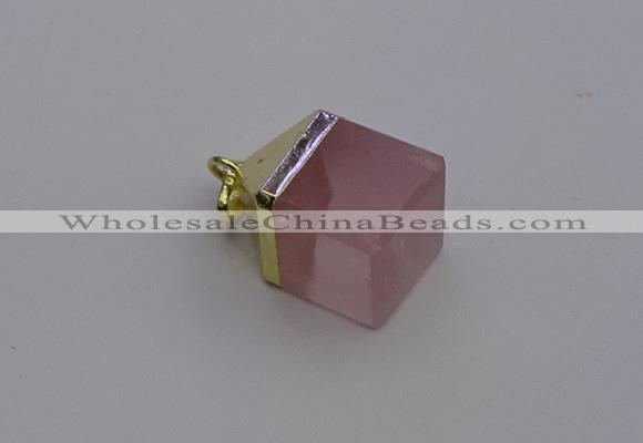 NGP6761 15*22mm cube rose quartz gemstone pendants wholesale