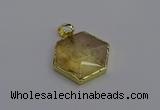 NGP6803 24*25mm hexagon citrine gemstone pendants wholesale