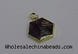 NGP6806 24*25mm hexagon amethyst gemstone pendants wholesale