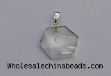 NGP6820 24*25mm hexagon white crystal gemstone pendants wholesale