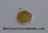 NGP6823 24*25mm hexagon citrine gemstone pendants wholesale