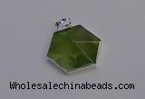 NGP6830 24*25mm hexagon green qutilated quartz pendants wholesale