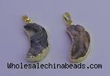 NGP6850 20*30mm - 22*35mm moon-shaped druzy agate pendants