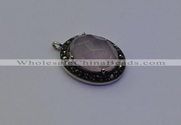 NGP6859 20*25mm oval rose quartz pendants wholesle