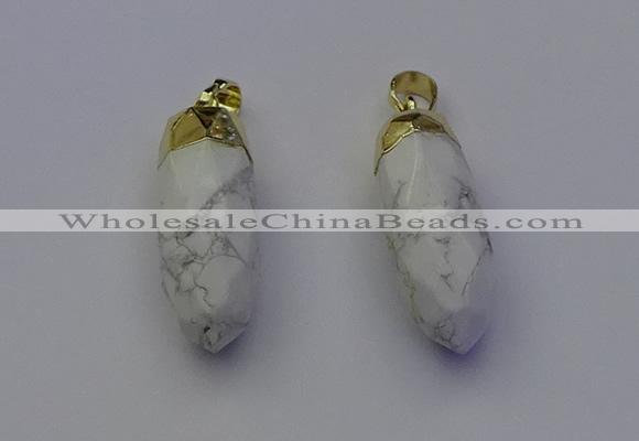 NGP6880 12*30mm - 15*30mm faceted bullet white howlite pendants