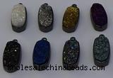 NGP6926 10*22mm - 12*25mm freeform plated druzy quartz pendants