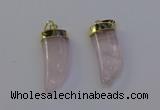 NGP6993 12*40mm - 15*45mm horn rose quartz pendants wholesale