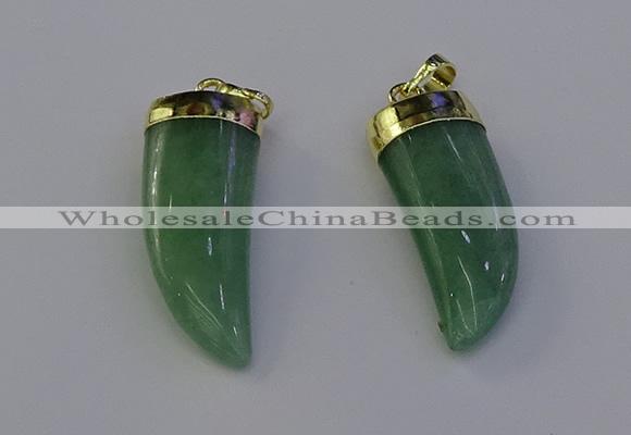 NGP6999 12*40mm - 15*45mm horn green aventurine pendants wholesale