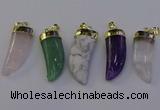 NGP7008 12*40mm - 15*45mm horn mixed gemstone pendants