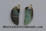 NGP7036 12*35mm - 14*40mm horn amazonite pendants wholesale