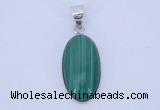 NGP708 12*24mm oval natural malachite with sterling silver pendant