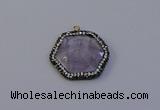 NGP7112 30*30mm hexagon light amethyst pendants wholesale