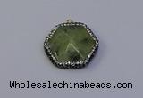 NGP7117 30*30mm hexagon green qutilated quartz pendants wholesale