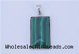 NGP712 13*25mm rectangle natural malachite with sterling silver pendant