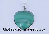 NGP713 19*22mm heart natural malachite with sterling silver pendant