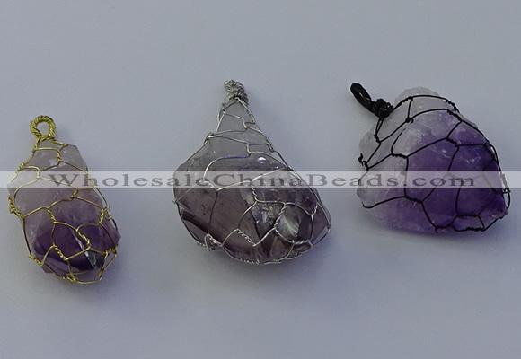 NGP7149 20*40mm - 30*45mm faceted nuggets amethyst pendants