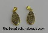 NGP7181 10*20mm flat teardrop plated druzy quartz pendants