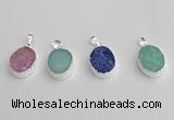 NGP7192 15*20mm oval druzy quartz pendants wholesale