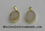 NGP7195 15*20mm oval druzy quartz pendants wholesale