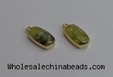 NGP7263 13*25mm faceted freeform green rutilated quartz pendants