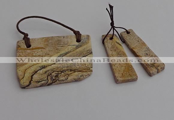 NGP7278 10*25mm - 25*45mm freeform picture jasper pendants sets