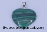 NGP729 25*25mm heart natural malachite with 18KGP gemstone pendant