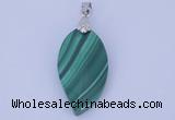 NGP730 15*28mm leaf natural malachite with 18KGP gemstone pendant