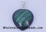 NGP732 20*20mm heart natural malachite & black agate with 18KGP pendant