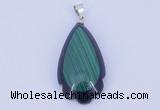 NGP733 17*34mm teardrop natural malachite & black agate with 18KGP pendant