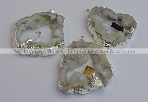 NGP7387 45*50mm - 50*55mm freeform druzy agate pendants