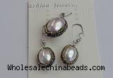 NGP7398 15*18mm - 18*22mm oval shell pearl jewelry sets