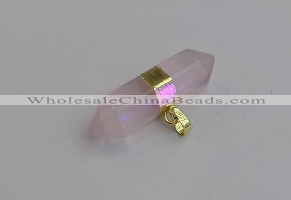 NGP7442 12*45mm sticks rose quartz pendants wholesale